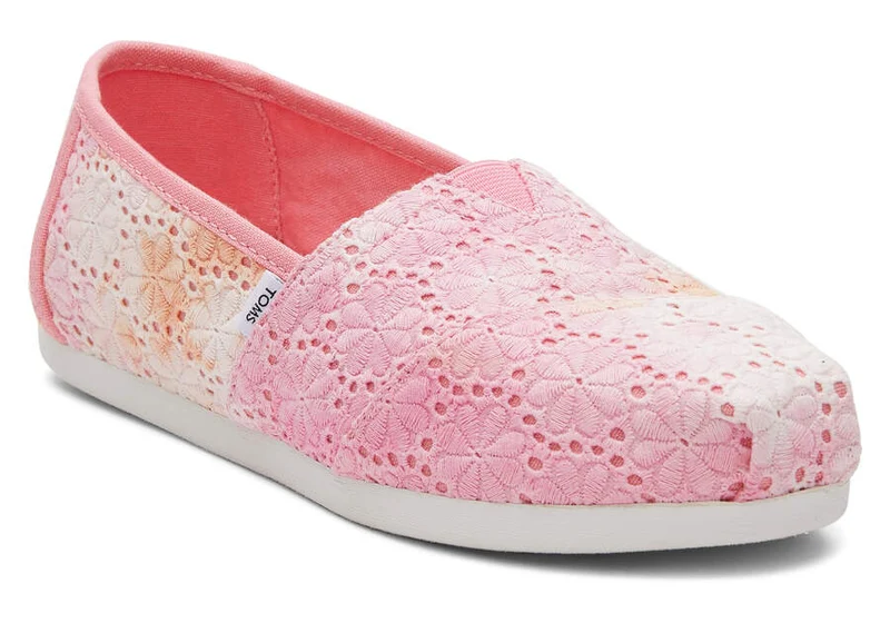 TOMS Damen Alpargata Tie Dye Floral Eyelets Espadrille – Sienna Orange