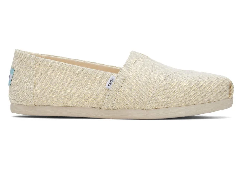 TOMS Alpargata Metallic-Leinen-Espadrille für Damen – Natur
