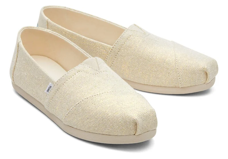 TOMS Alpargata Metallic-Leinen-Espadrille für Damen – Natur