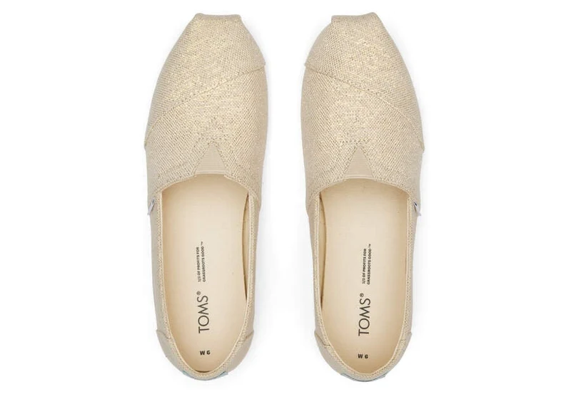 TOMS Alpargata Metallic-Leinen-Espadrille für Damen – Natur