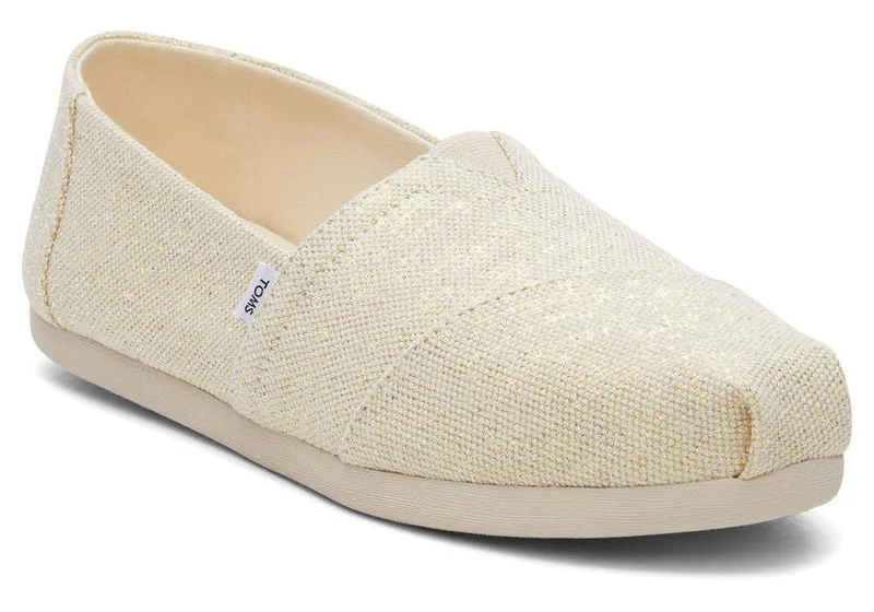 TOMS Alpargata Metallic-Leinen-Espadrille für Damen – Natur