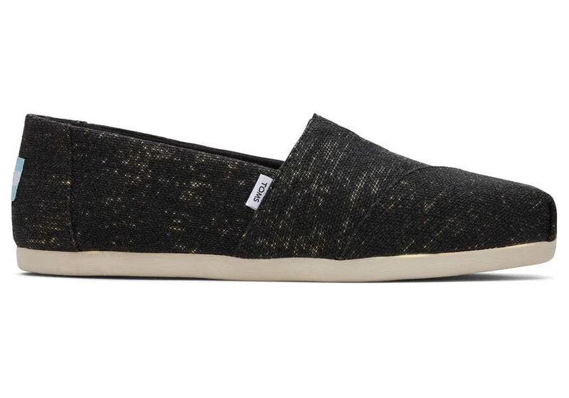 TOMS Alpargata Metallic-Leinen-Espadrille für Damen – Schwarz