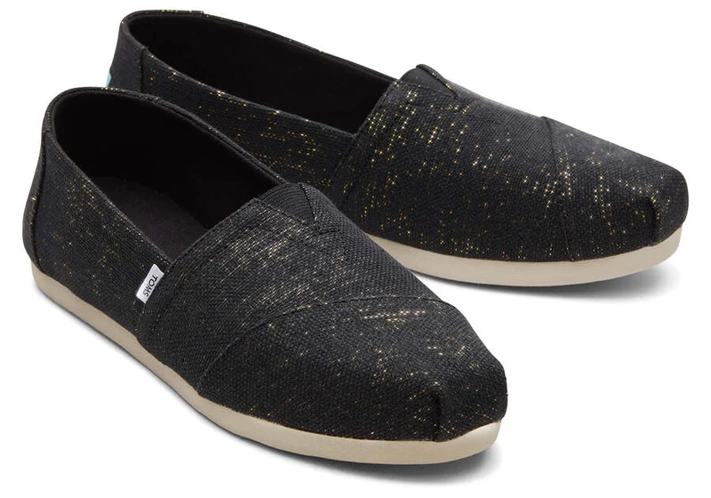 TOMS Alpargata Metallic-Leinen-Espadrille für Damen – Schwarz
