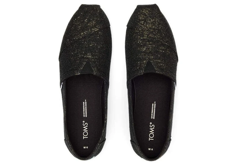 TOMS Alpargata Metallic-Leinen-Espadrille für Damen – Schwarz