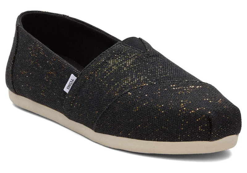 TOMS Alpargata Metallic-Leinen-Espadrille für Damen – Schwarz