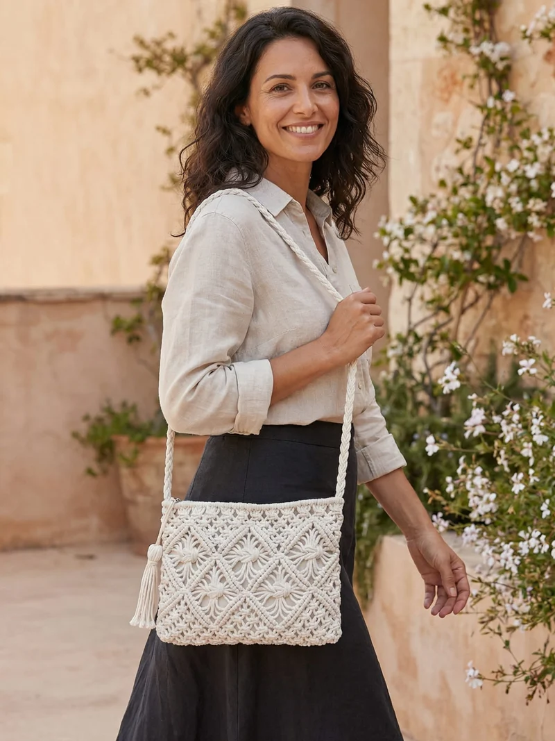 Gwen gewebte Umhängetasche | Sommerliche & stylishe Damentasche