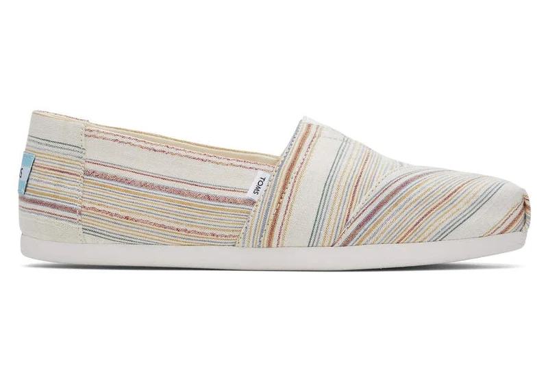TOMS Damen-Espadrille aus recycelter Baumwolle mit Alpargata-Streifen – Natur