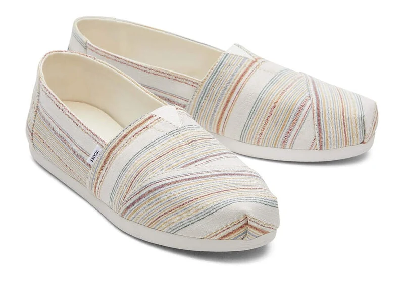 TOMS Damen-Espadrille aus recycelter Baumwolle mit Alpargata-Streifen – Natur