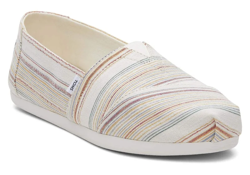 TOMS Damen-Espadrille aus recycelter Baumwolle mit Alpargata-Streifen – Natur