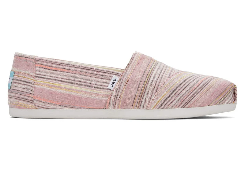 TOMS Damen Alpargata Stripes Espadrille aus recycelter Baumwolle – Pastellrosa