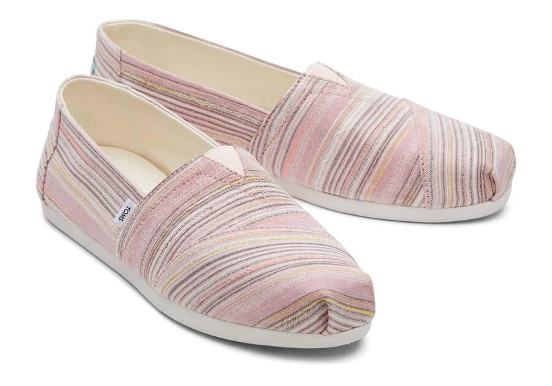 TOMS Damen Alpargata Stripes Espadrille aus recycelter Baumwolle – Pastellrosa