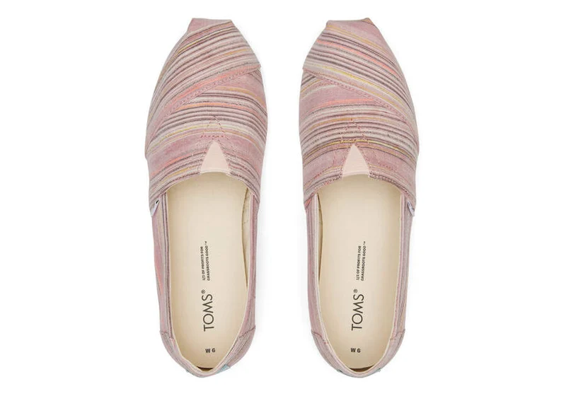 TOMS Damen Alpargata Stripes Espadrille aus recycelter Baumwolle – Pastellrosa