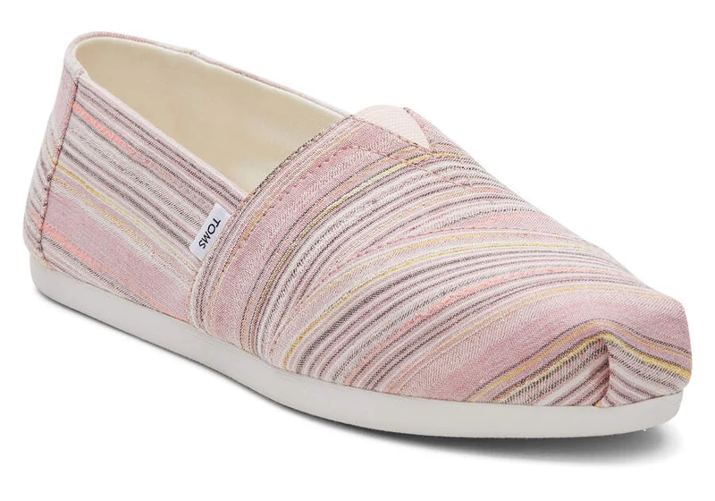 TOMS Damen Alpargata Stripes Espadrille aus recycelter Baumwolle – Pastellrosa