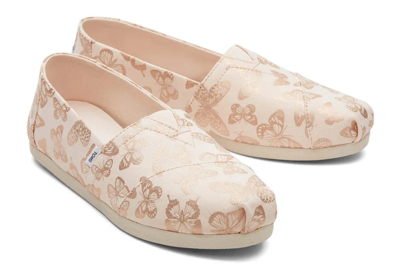 TOMS Alpargata Folien-Schmetterlings-Espadrille für Damen – Dusty Peach
