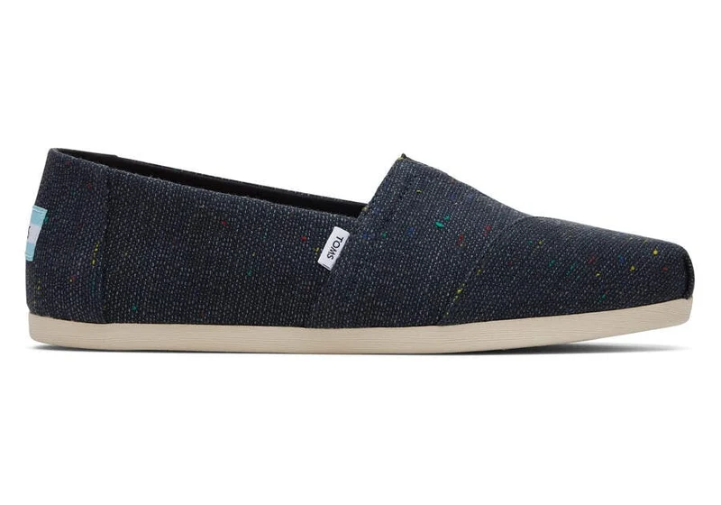 TOMS Damen Alpargata gesprenkelte Espadrille aus recycelter Baumwolle – Schwarz