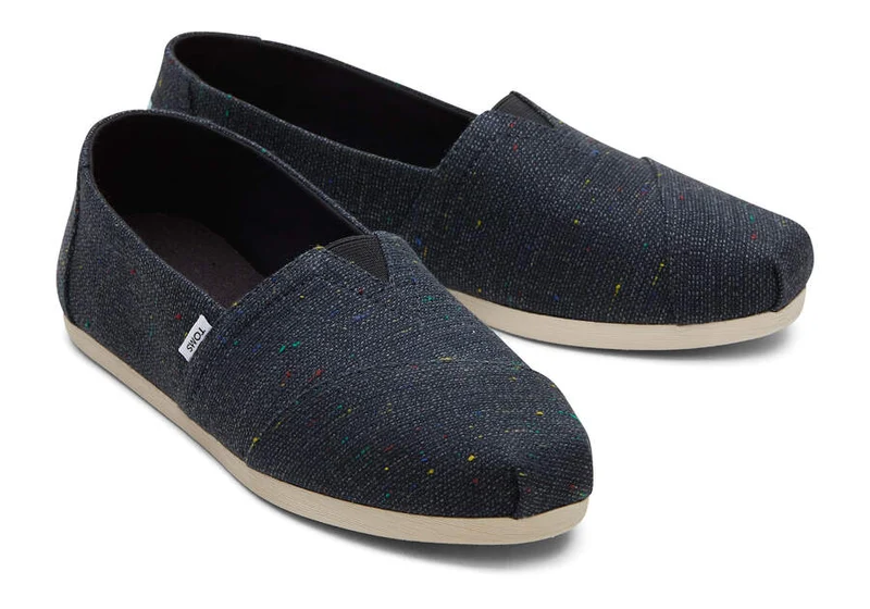 TOMS Damen Alpargata gesprenkelte Espadrille aus recycelter Baumwolle – Schwarz