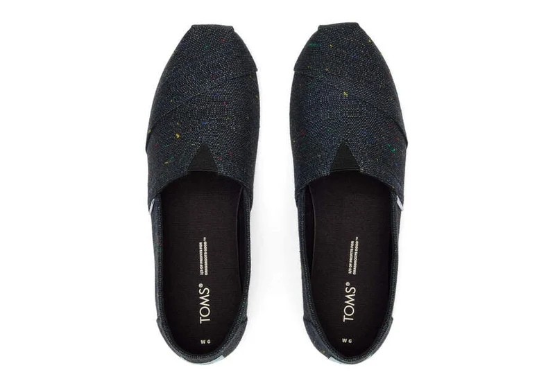 TOMS Damen Alpargata gesprenkelte Espadrille aus recycelter Baumwolle – Schwarz