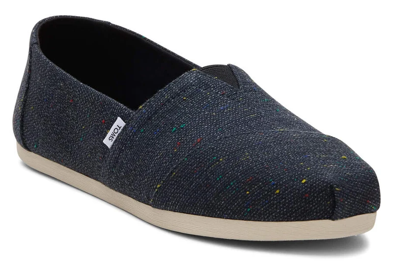 TOMS Damen Alpargata gesprenkelte Espadrille aus recycelter Baumwolle – Schwarz
