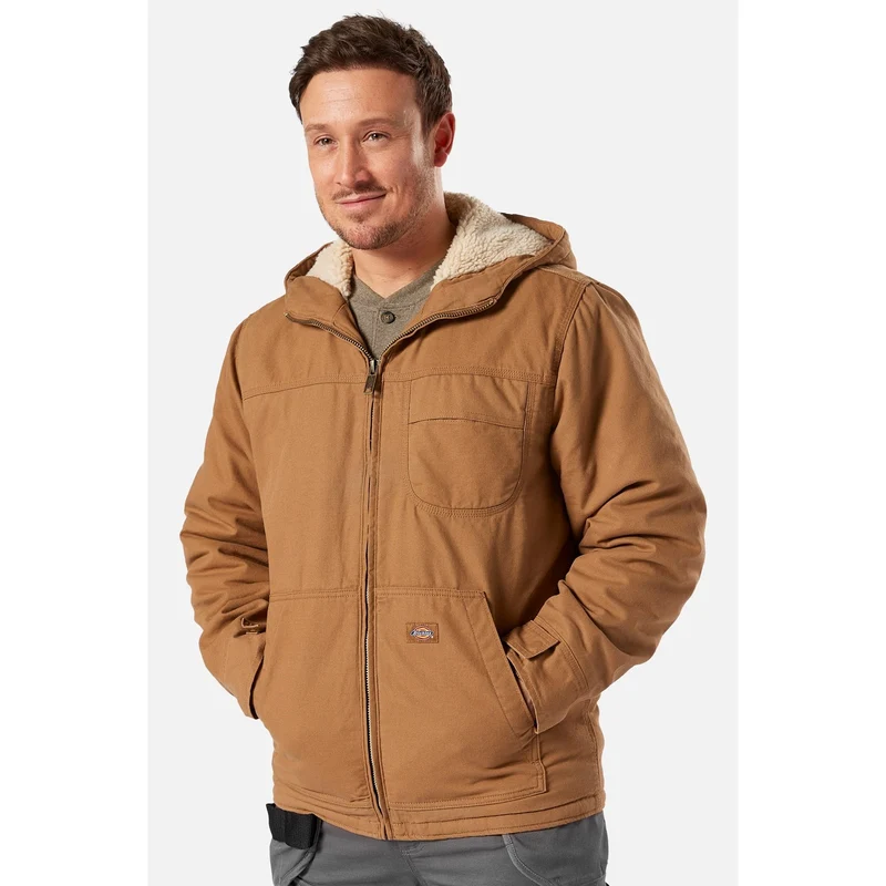 Dickies Herren-Entenjacke mit Sherpa-Futter – Braun