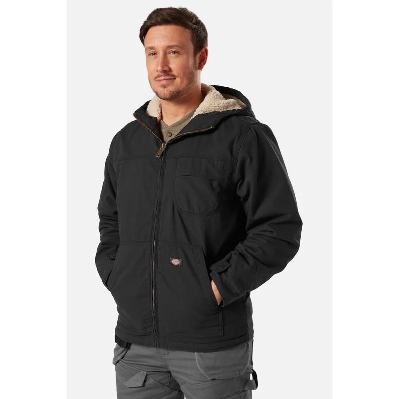 Dickies Herren-Entenjacke mit Sherpa-Futter – Schwarz
