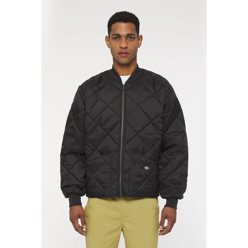 Dickies Diamantgesteppte Nylonjacke für Herren – Schwarz