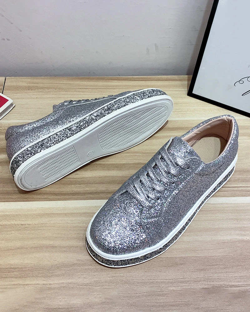 Stilvolle Plateau-Glitter Damen Sneakers - Sienna