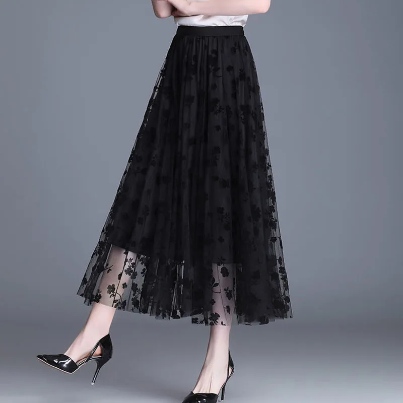 Trendy Mesh Midi-Rock - Fiona