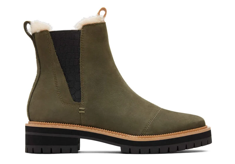 TOMS Damen-Stiefelette Dakota aus Leder – Olivgrün