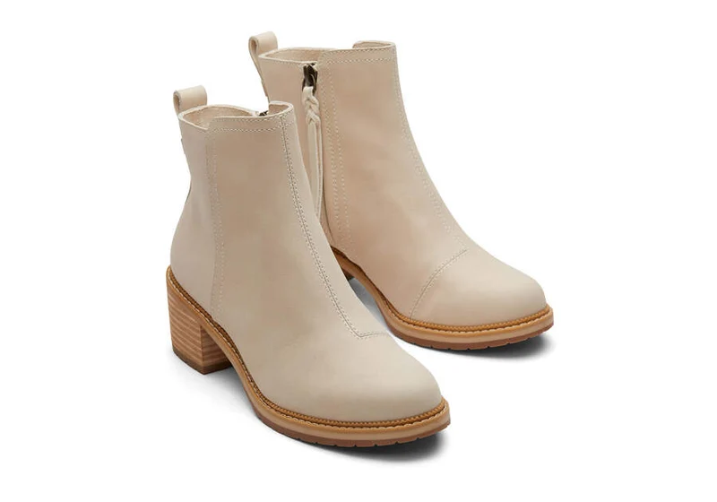 TOMS Damen-Stiefelette „Marina“ aus Leder – Beige