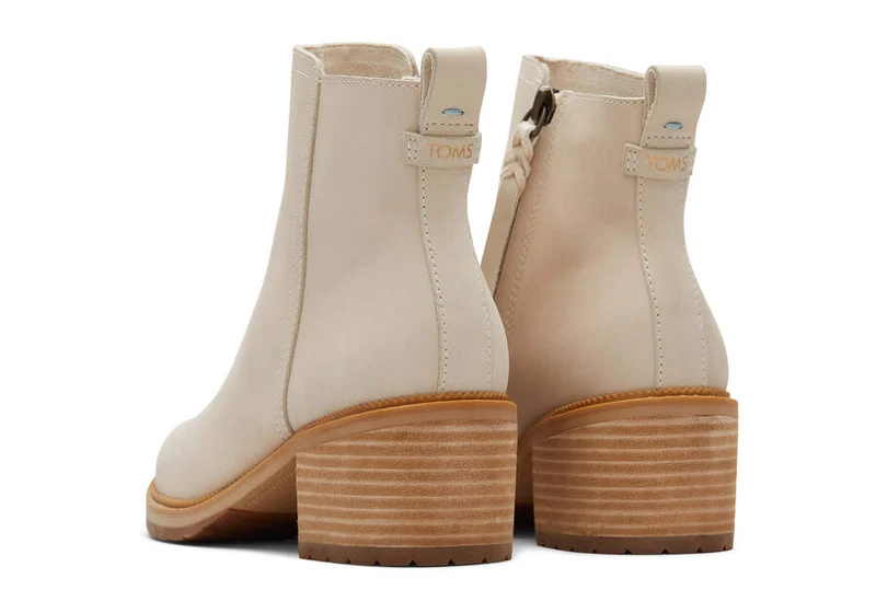TOMS Damen-Stiefelette „Marina“ aus Leder – Beige