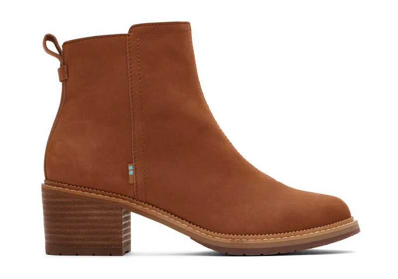 TOMS Damen-Stiefelette „Marina“ aus Leder – Hellbraun