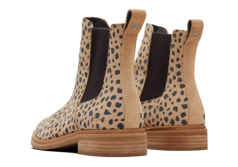 TOMS Damen-Stiefelette Charlie aus Leder – Tan Cheetah