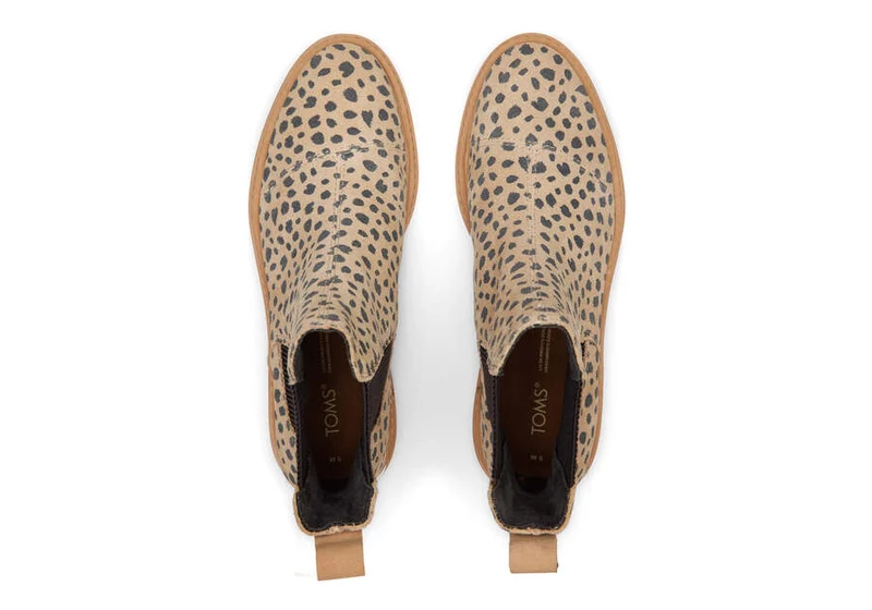 TOMS Damen-Stiefelette Charlie aus Leder – Tan Cheetah