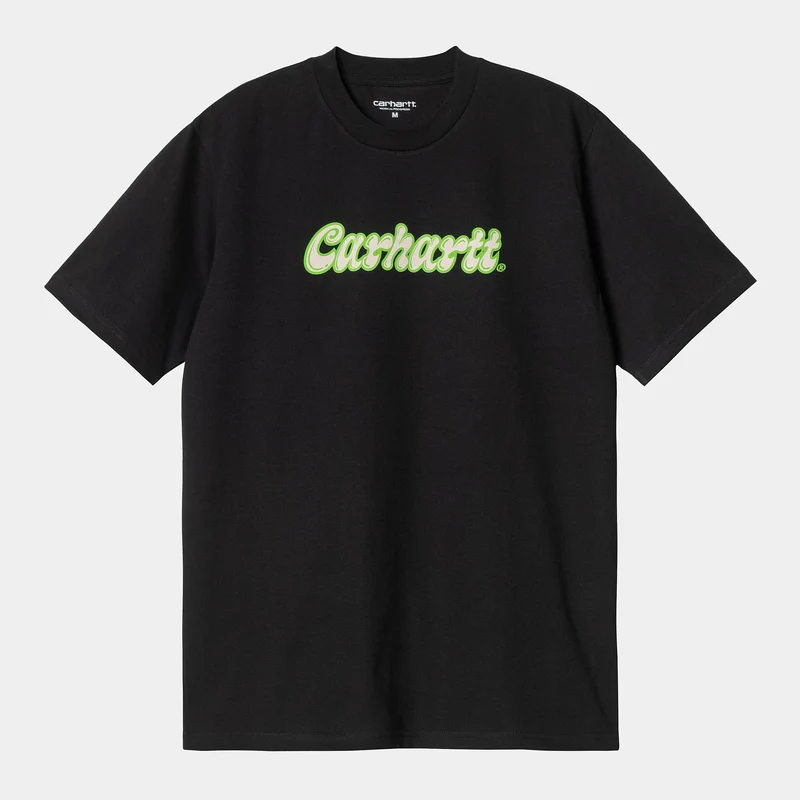 Carhartt WIP Herren Liquid Script Kurzarm-Bio-T-Shirt – Schwarz