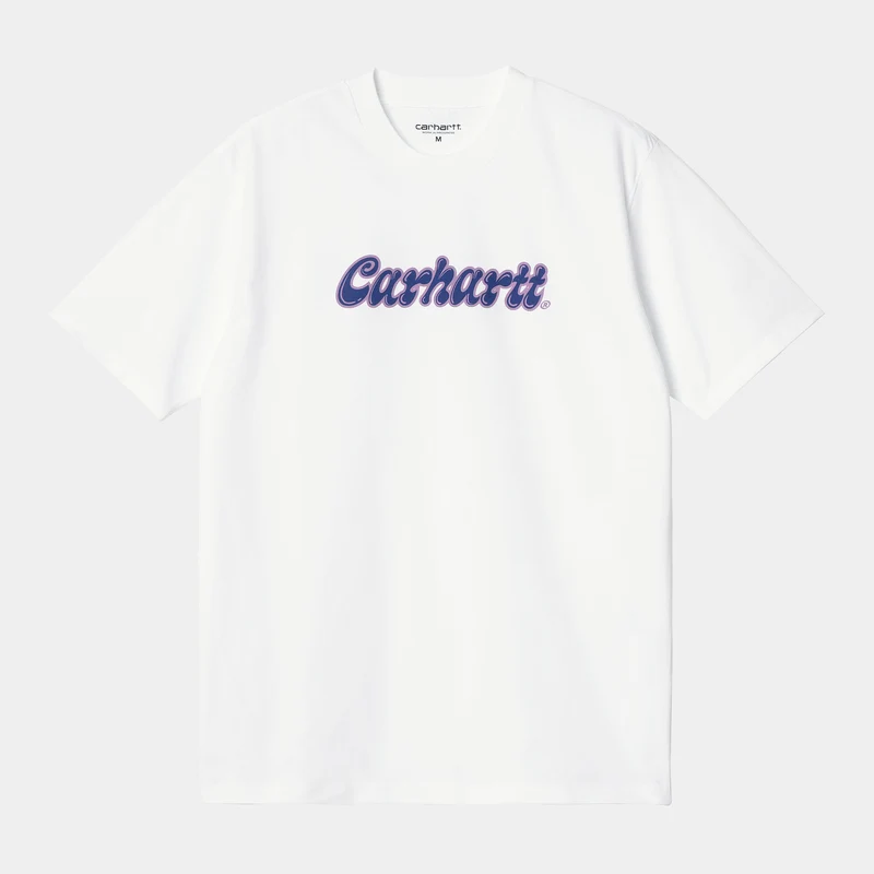 Carhartt WIP Herren Liquid Script Kurzarm-Bio-T-Shirt – Weiß