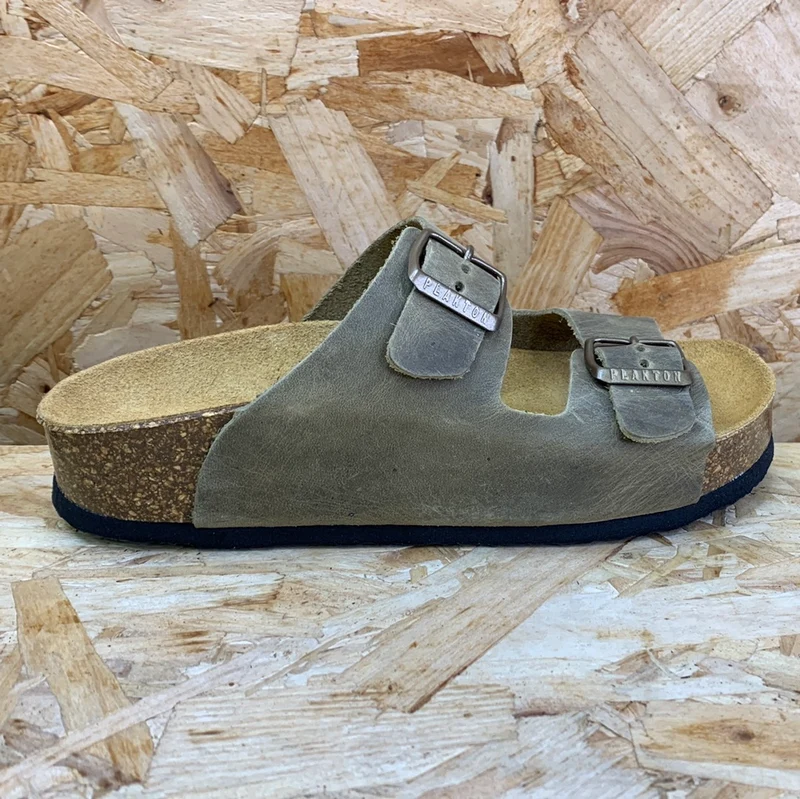 Plakton Damen Malaga Mid Apure Ledersandale – Khaki