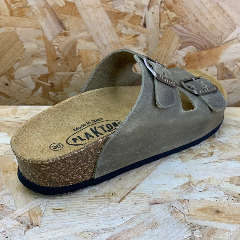 Plakton Damen Malaga Mid Apure Ledersandale – Khaki