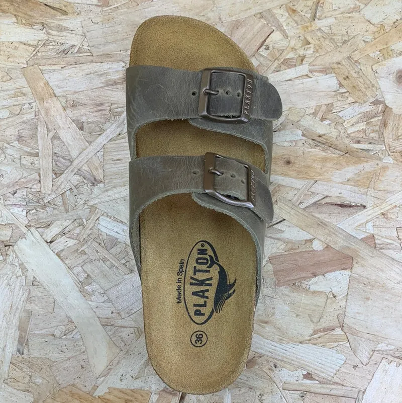 Plakton Damen Malaga Mid Apure Ledersandale – Khaki
