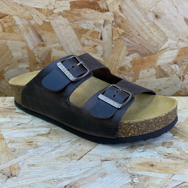 Plakton Damen Malaga Mid Apure Ledersandale – Dunkelbraun