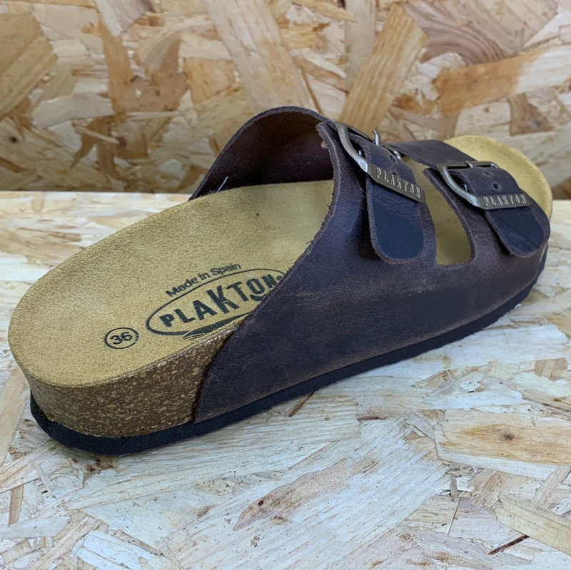 Plakton Damen Malaga Mid Apure Ledersandale – Dunkelbraun