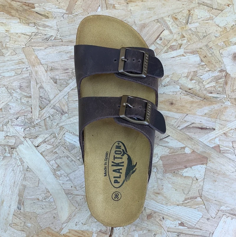 Plakton Damen Malaga Mid Apure Ledersandale – Dunkelbraun