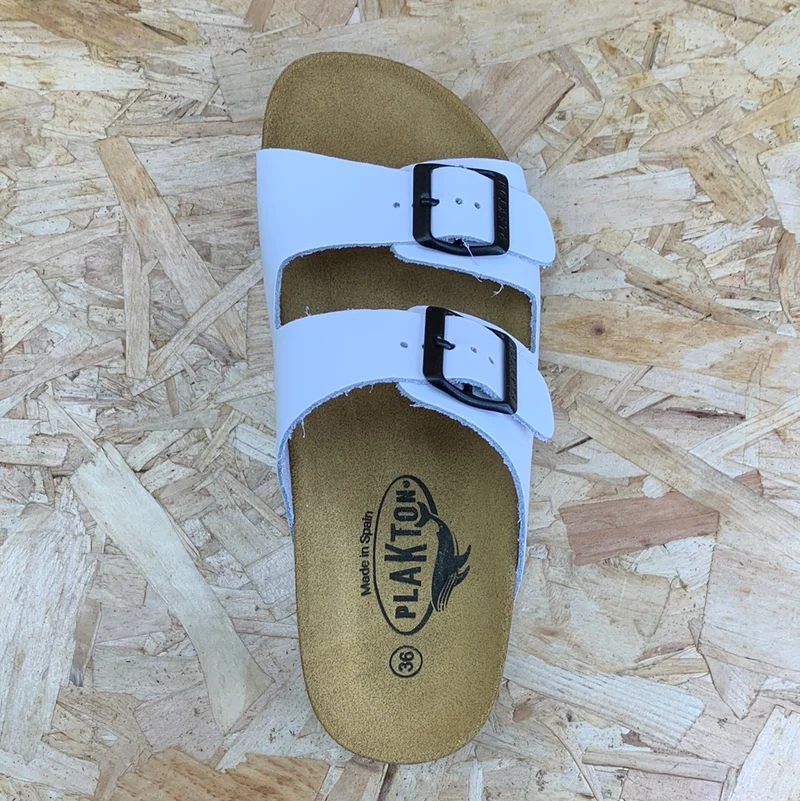 Plakton Damen-Sandale „Malaga Mid“ aus Napa-Leder – Weiß