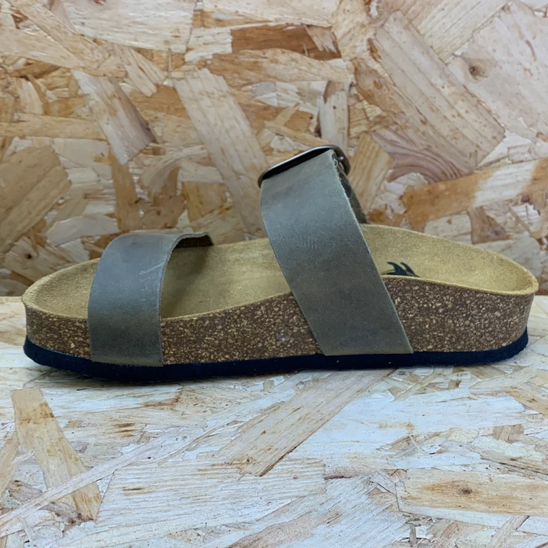 Plakton Damen-Sandale „Alicante Mid Apure“ aus Leder – Khaki