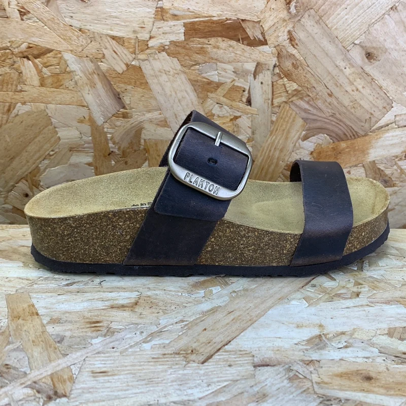 Plakton Damen-Sandale „Alicante Mid Apure“ aus Leder – Dunkelbraun