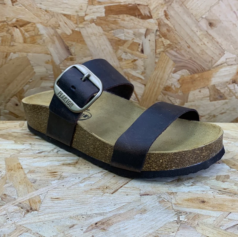 Plakton Damen-Sandale „Alicante Mid Apure“ aus Leder – Dunkelbraun