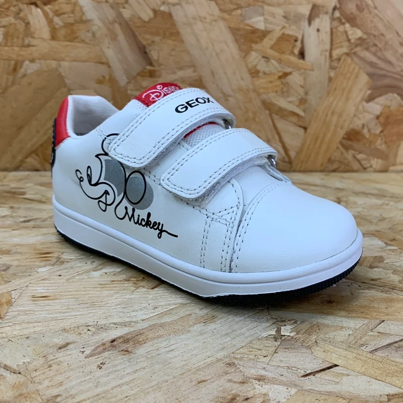 Geox Kleinkinder Disney Mickey Mouse Flick Ledersneaker - Weiß / Schwarz