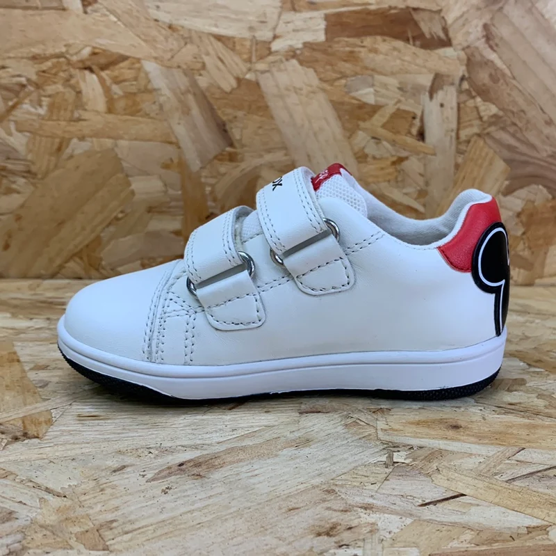 Geox Kleinkinder Disney Mickey Mouse Flick Ledersneaker - Weiß / Schwarz