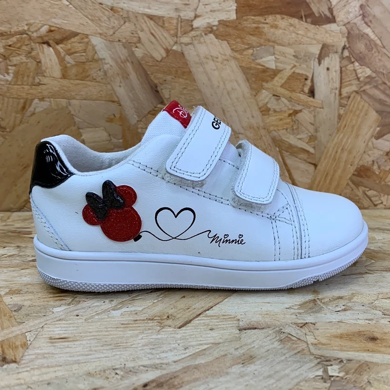 Geox Kleinkinder Disney Mickey Mouse Flick Ledersneaker - Weiß / Rot