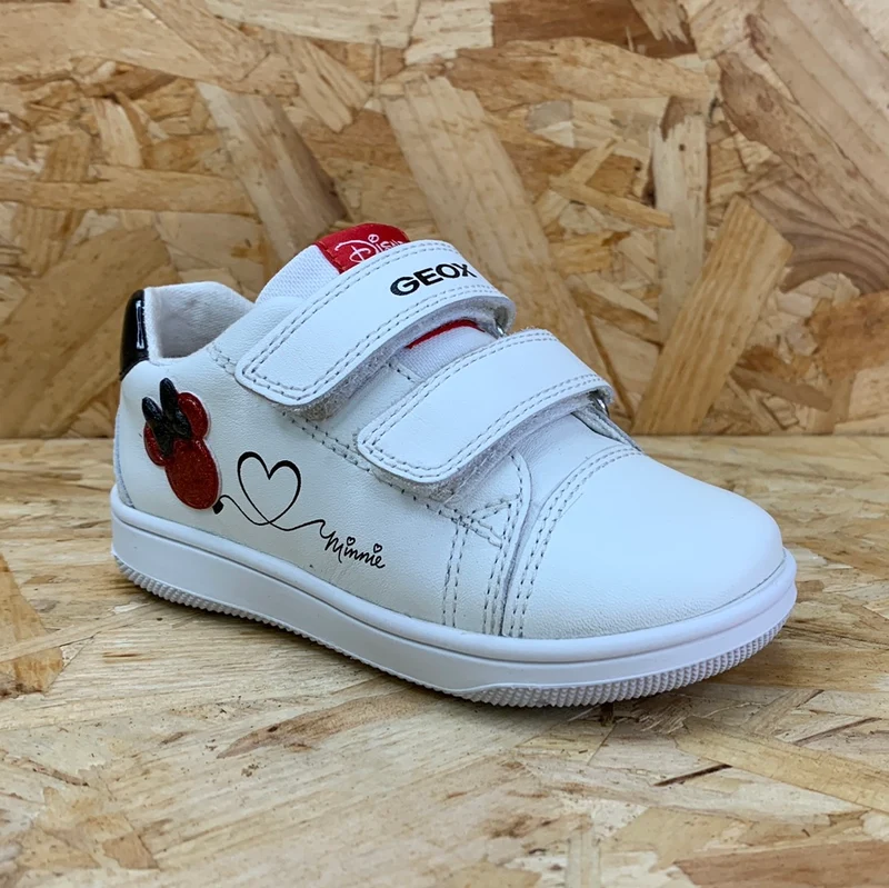 Geox Kleinkinder Disney Mickey Mouse Flick Ledersneaker - Weiß / Rot