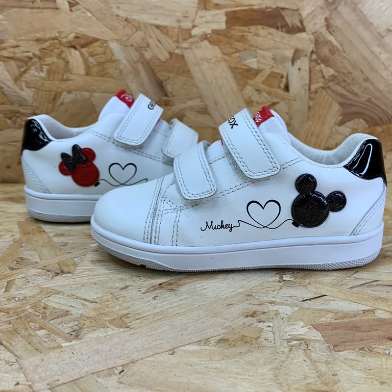 Geox Kleinkinder Disney Mickey Mouse Flick Ledersneaker - Weiß / Rot